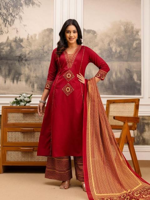 Jaipuri red a line long kurtis wholesale in surat